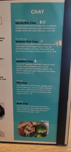 Vegan menu at Pho Kitchen in Vancouver