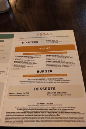 Vegan menu  at Ardencaple Hotel in Helensburgh