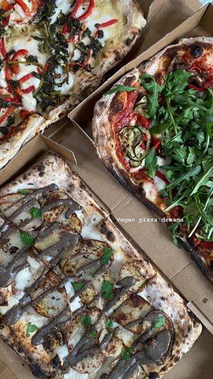 Cici, potato and truffle, and Ortoloana  at 3 Grains Pizza in Williamstown