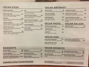 New vegan menu - Apr 2021 at 3 Grains Pizza in Williamstown