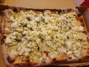 Potato and rosemary w/vegan moz at 3 Grains Pizza in Williamstown