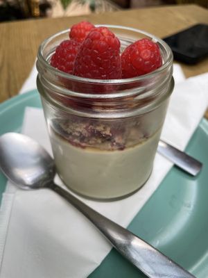 Panna cotta matcha  at Plantasia in Mexico City