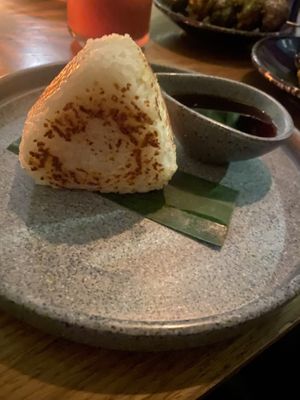 Grilled Mango & Cream Cheese Onigiri  at Plantasia in Mexico City