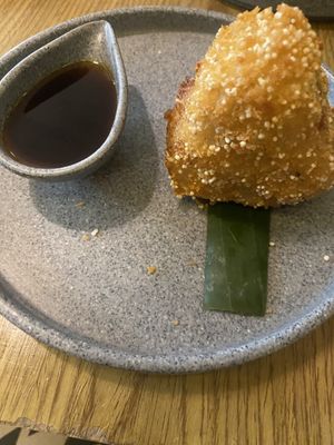 Fried Chipotle Onigiri  at Plantasia in Mexico City