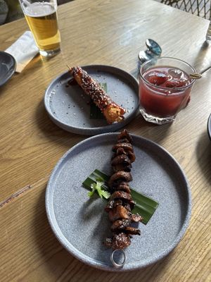 Bruschettas: (1) mushroom and (2) mozzarella   at Plantasia in Mexico City