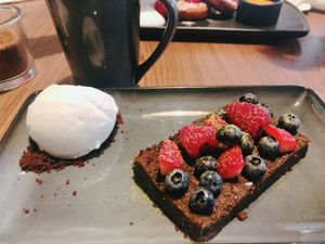 matcha brownie  at Plantasia in Mexico City