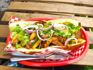 Mango-curry sandwich at Sabotage Vegan Bistro in Prague