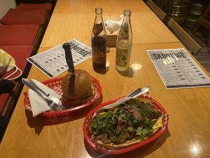 Sabotage burger and Mango Curry sandwich  at Sabotage Vegan Bistro in Prague