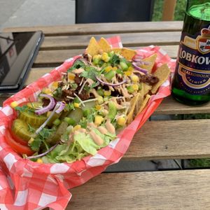 Jackfruit loaded nacho bowl  at Sabotage Vegan Bistro in Prague