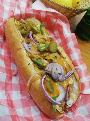 seitan cheesesteak at Sabotage Vegan Bistro in Prague