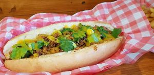 cheesesteak at Sabotage Vegan Bistro in Prague