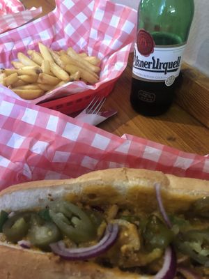 chilli cheesesteak at Sabotage Vegan Bistro in Prague