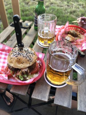 🍔🍺 at Sabotage Vegan Bistro in Prague