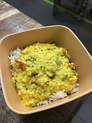 Rice with cheesy “omelet” at Jagannath - Belorusskaya in Moscow