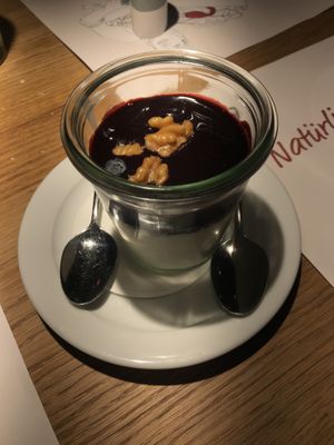 Coconut pannacotta with berries and walnut   at Mama Trattoria - Wellingsbüttler Weg in Hamburg