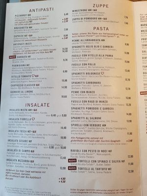 Menu at Mama Trattoria - Am Sandtorkai in Hamburg