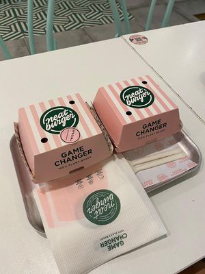 Cool burger boxes! at Neat Burger - Oxford Circus in London