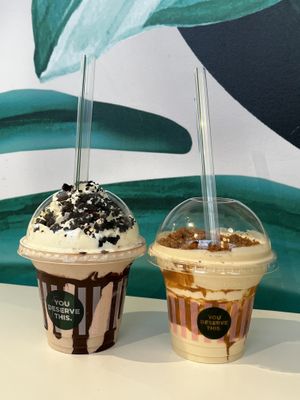 Oreo and lotus biscoff milkshakes   at Neat Burger - Oxford Circus in London