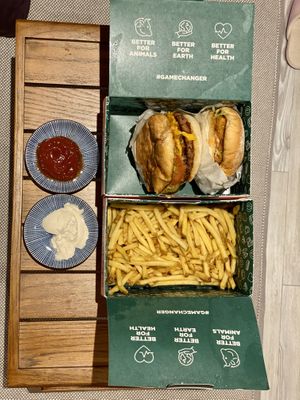 Burgers and fries at Neat Burger - Oxford Circus in London