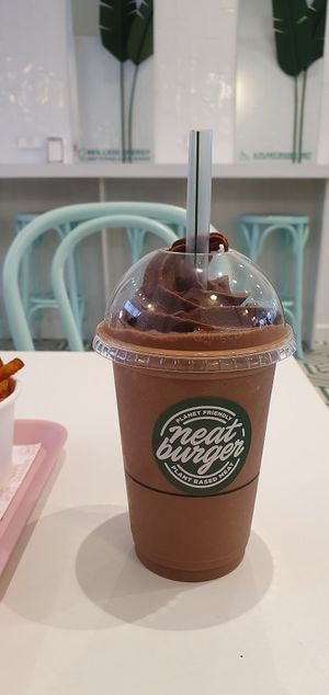 Choc milkshake. Standard panda at Neat Burger - Oxford Circus in London