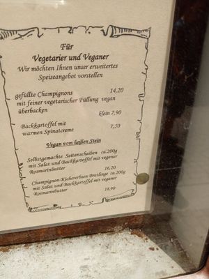 Veg*an section of the menu at Die Kartoffel in Ladenburg