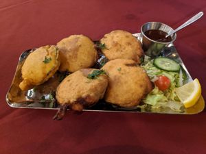Aubergine Fritters at Barsana in Birmingham
