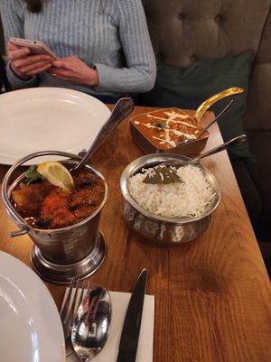 Soya and mushroom, and the Paneer chef's special, with Basmati rice at Barsana in Birmingham