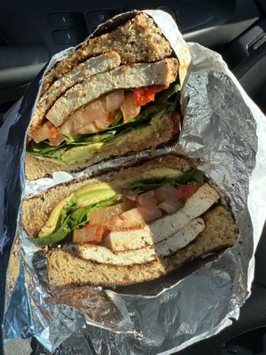 Killer tofu sandwich no pesto add avocado (for $3🙃)  at Soul Brew in St James