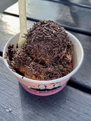 Rum ball with chocolate topping  at Ice Bakers Ishus in Thisted