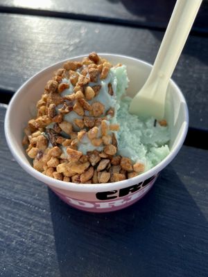 pistachio with nut topping   at Ice Bakers Ishus in Thisted