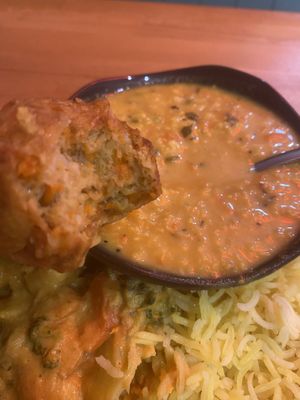 Tasty dhal and a side of kofta ball  at Govindas in Burleigh Heads