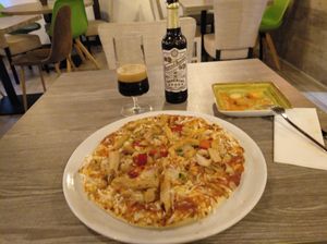 Vegan Heura pizza at Talanis in Alcala De Henares