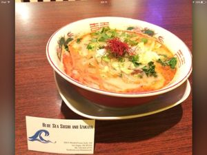 Spicy Creamy vegetarian ramen (kale noodle option available for vegan) at Blue Sea Sushi and Izakaya in Las Vegas