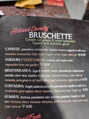 Bruchetta menu at Just Made - Fatto mo mò in Sorrento
