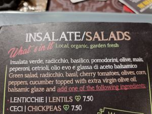 Salad options at Just Made - Fatto mo mò in Sorrento