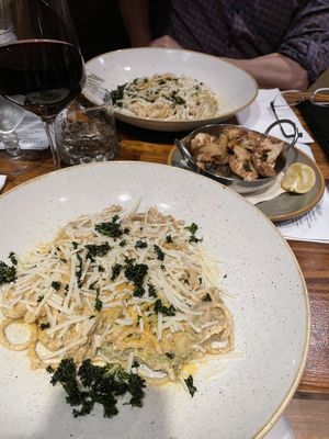 Vegan cacio e pepe pasta  at Liquid Assets in Ocean City