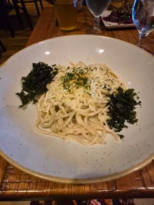 Vegan House Made Cacio e Pepe Pasta at Liquid Assets in Ocean City