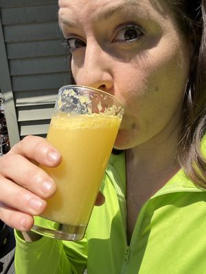 Delish mimosa- refreshing after a bike ride!   at Lola's in New Paltz