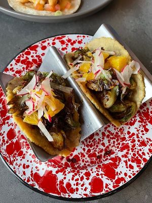 brussels sprout tacos at Lola Taqueria in Palm Beach