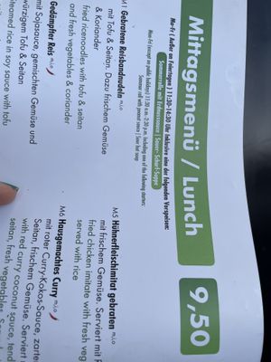 Lunch offer  at Soy in Munich