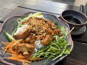 Warm rice-noodle salad  at Soy in Munich