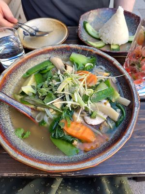 Pho with tofu and many mushrooms at Soy in Munich