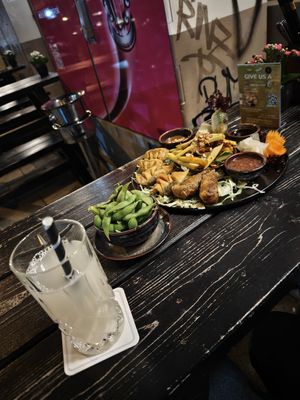Vegan Tapas plate & Edamame at Soy in Munich