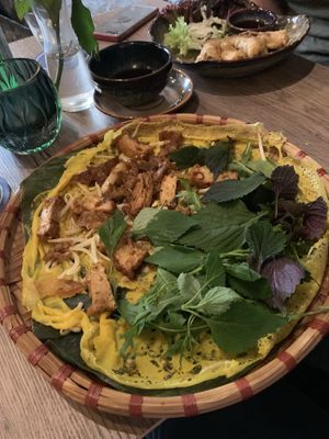 Pancakes and spring rolls  at Soy in Munich