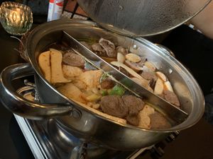 The hot pot was also already filled up with veggies and tofu at Soy in Munich