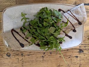 The pesto crepe (vegan option) at Emma's Dell in Grasmere