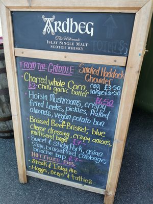 Part of the menu. at Ardbeg Distillery in Islay