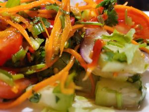 Ya ma kuer. Spicy refreshing eggplant salad off the app menu. Highly recommend at Bencharong Thai House in Arcata