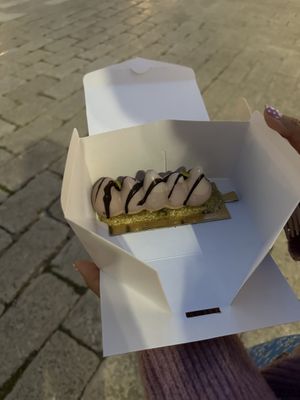 Strawberry dessert with a nut base  at Gianni in Dubrovnik