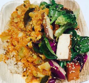 Dahl with side of sesame tofu salad  at Vege Rama - Myer Centre in Brisbane